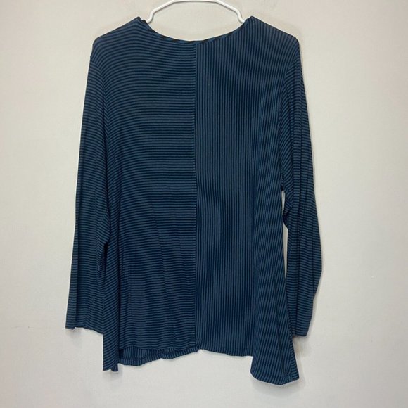 Habitat Women L Striped Top Blue Dolman Sleeve Stretch Shirt Casual Pullover - Picture 3 of 10